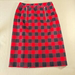 Alain Manoukian Buffalo Plaid Check Pencil Skirt Zipper‎ Pockets EUR 36 US Small